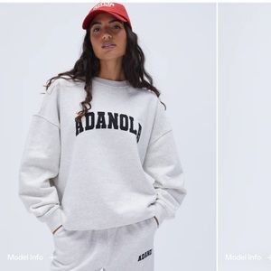 Adanola Varsity Oversized Sweatshirt - Light Grey Melange/Black - S